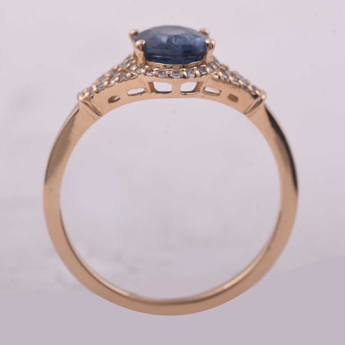 1.48 Ct Oval Mixed Cut Natural Sapphire 14K Gold Ring