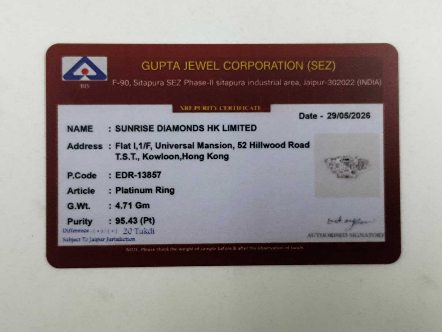 6.15 Ct Asscher Lab Grown Diamond 950 Platinum Ring
