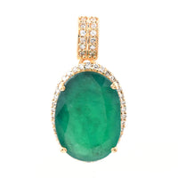 4.82 Ct Oval Mixed Cut Natural Emerald 14K Gold Pendant