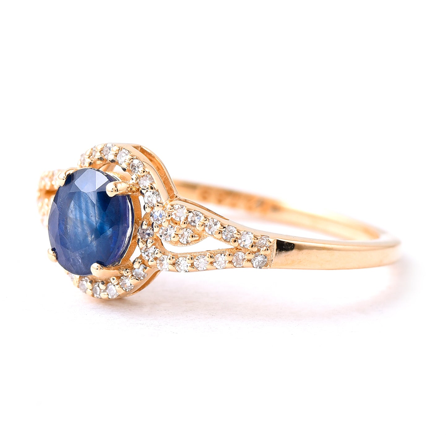 1.16 Ct Oval Mixed Cut Natural Sapphire 14K Gold Ring
