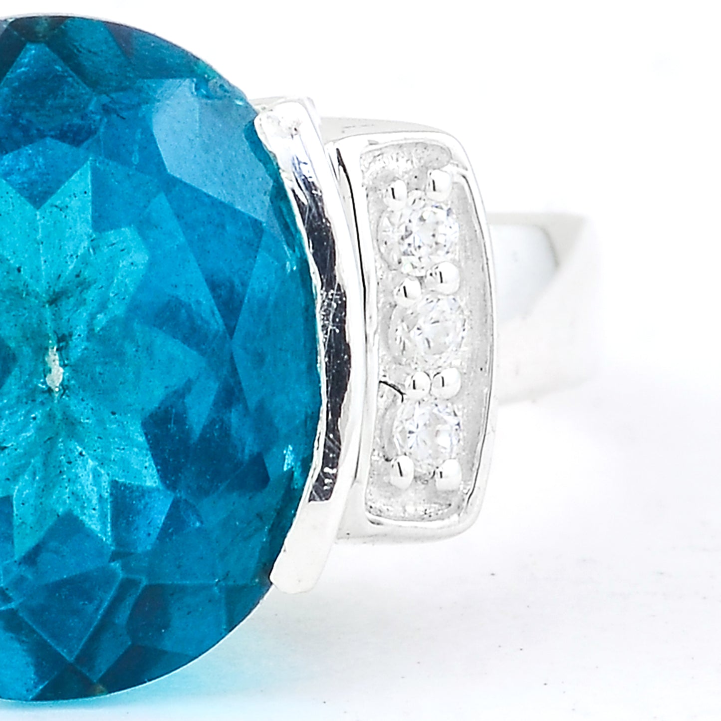 6.15 Ct Oval Pariba Topaz, Cubic Zirconia, 925 Sterling Silver Ring