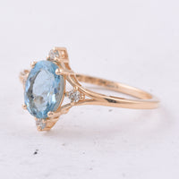 1.25 Ct Oval Natural Aquamarine 14K Gold Ring