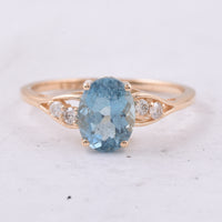 1.49 Ct Oval Natural Aquamarine 14K Gold Ring