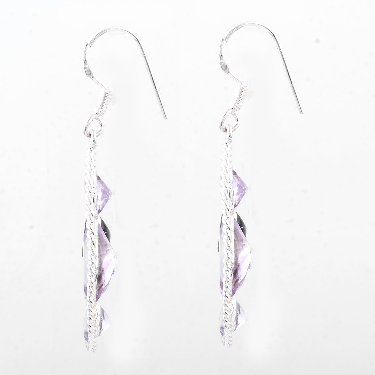 13.25 Ct Amethyst, Sapphire 925 Sterling Silver Earrings