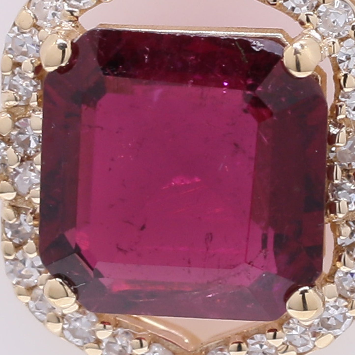 1.31 Ct Octagon Step Cut Natural Rubellite 14K Gold Pendant
