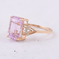 4.43 Ct Octagon Step Cut Natural Kunzite 14K Gold Ring