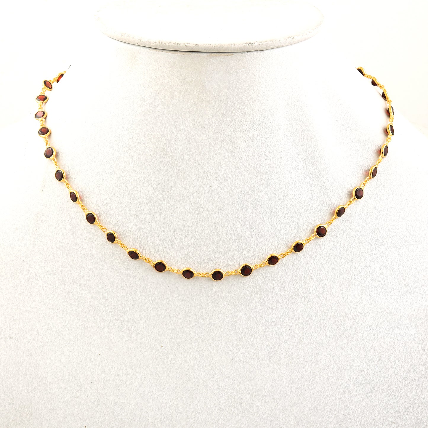 12.18 Ct Round Garnet 925 Silver Necklace
