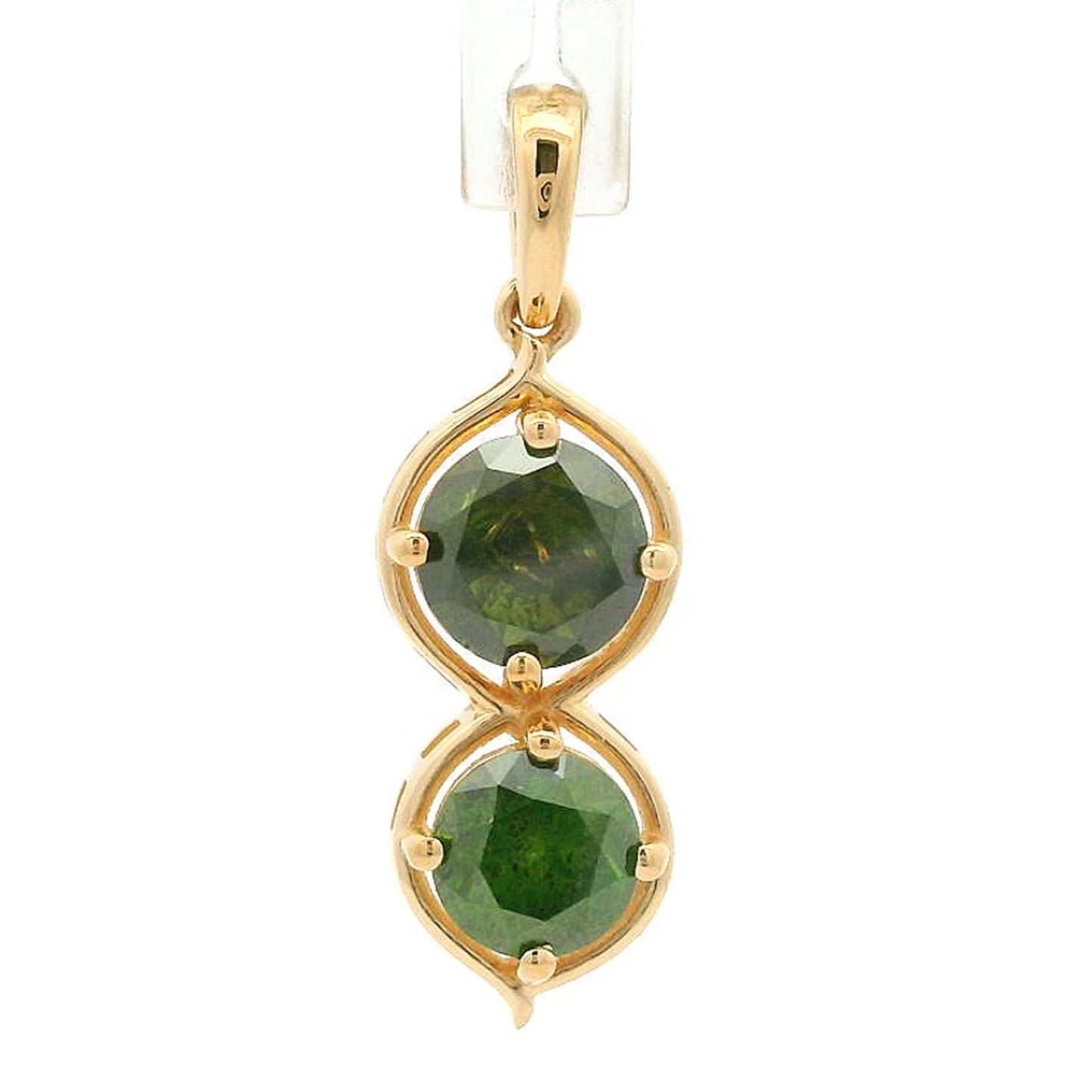 1.16 Ct Round Green Diamond 14K Gold Pendant