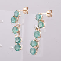 4.56 Ct Round Natural Emerald 14K Gold Earrings