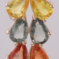 2.63 Ct Pear Natural Multi-Coloured Sapphire 14K Gold Pendant