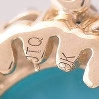 4.60 Ct Oval Turquoise 9K Gold Pendant
