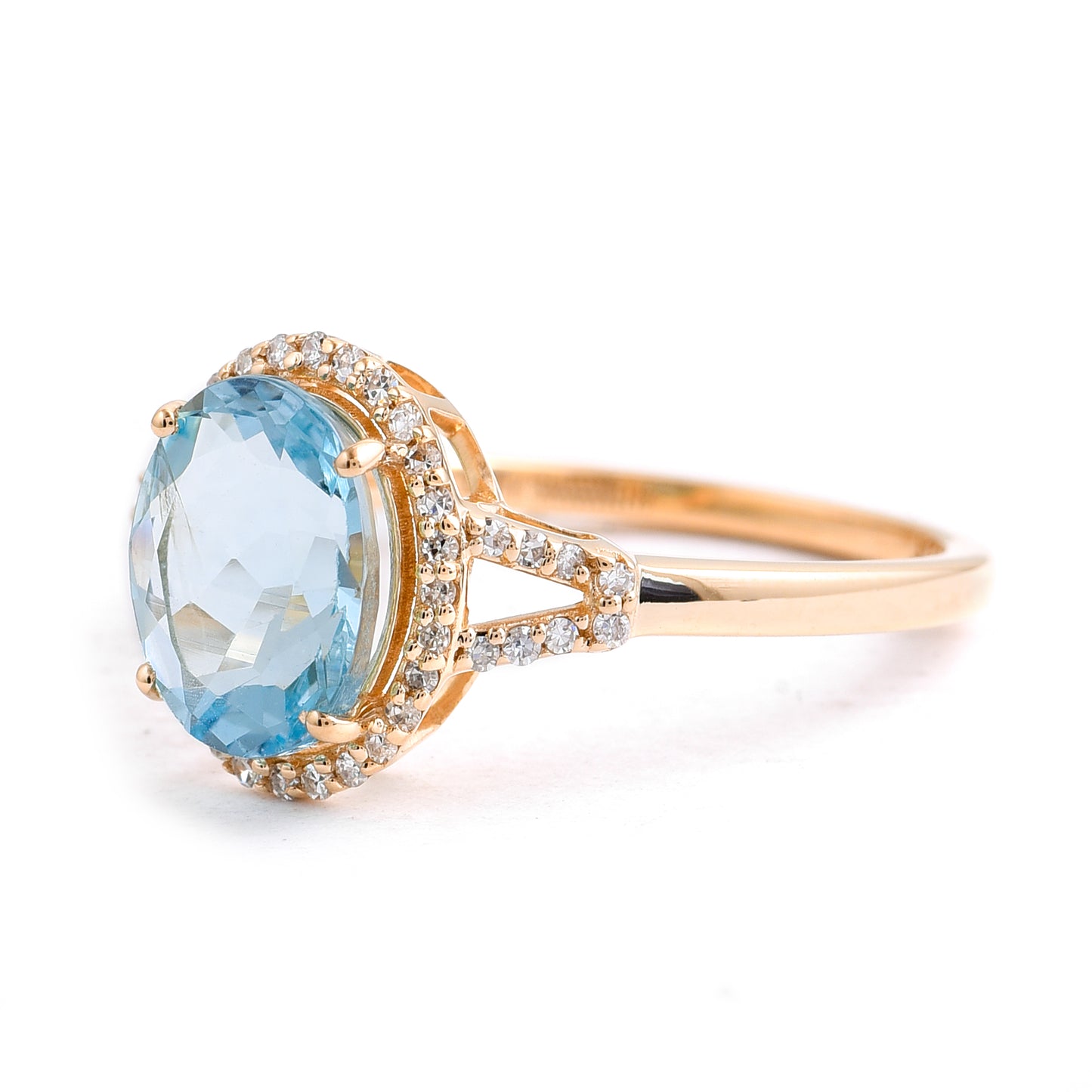 1.88 Ct Oval Mixed Cut Natural Aquamarine 14K Gold Ring