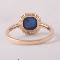 2.82 Ct Cushion Sapphire 9K Gold Ring