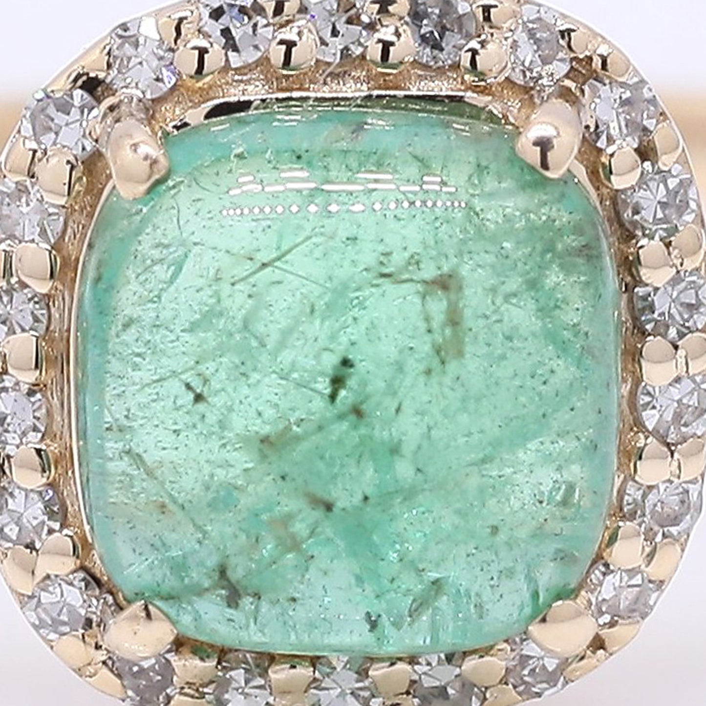 1.17 Ct Cushion Cabochon Natural Emerald 14K Gold Ring