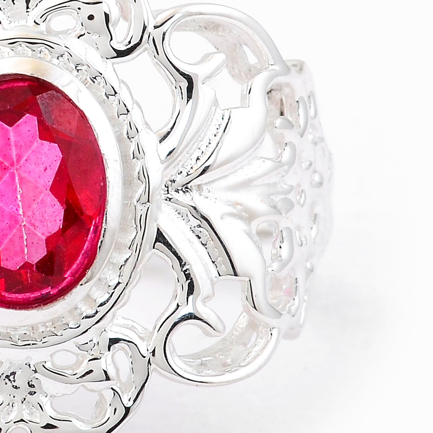 1.60 Ct Oval Pink Topaz, 925 Sterling Silver Ring