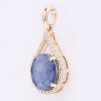 2.54 Ct Oval Mixed Cut Natural Sapphire 14K Gold Pendant