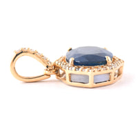 2.26 Ct Oval Mixed Cut Natural Sapphire 14K Gold Pendant