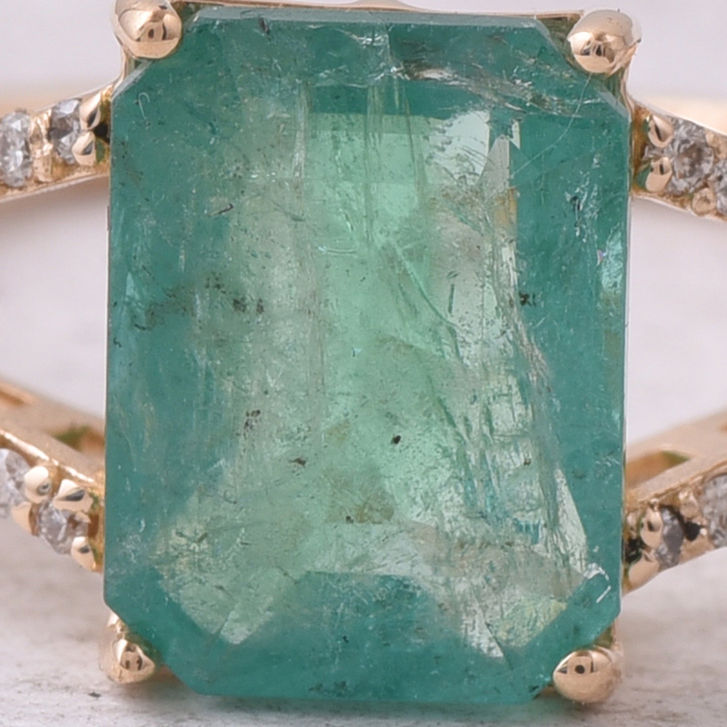 2.18 Ct Octagon Step Cut Natural Emerald 14K Gold Ring