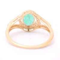 1.09 Ct Oval Mixed Cut Natural Emerald 14K Gold Ring