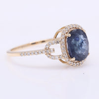 2.39 Ct Oval Mixed Cut Natural Sapphire 14K Gold Ring