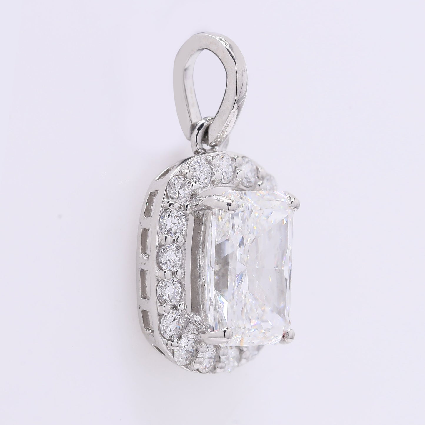 2.30 Ct Cut Cornere Rectangular Modifie Brilliant Lab Grown Diamond 950 Platinum Pendant