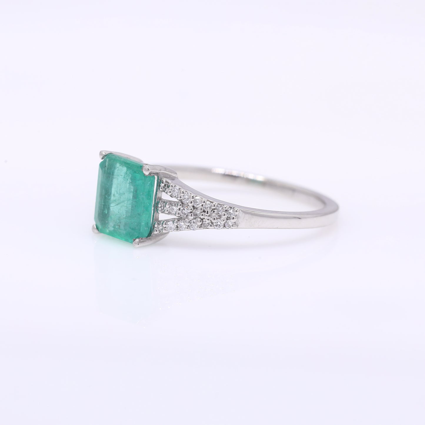1.39 Ct Octagon Step Cut Natural Emerald 950 Platinum Ring