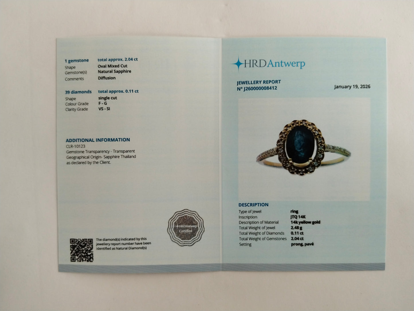 2.15 Ct Oval Mixed Cut Natural Sapphire 14K Gold Ring