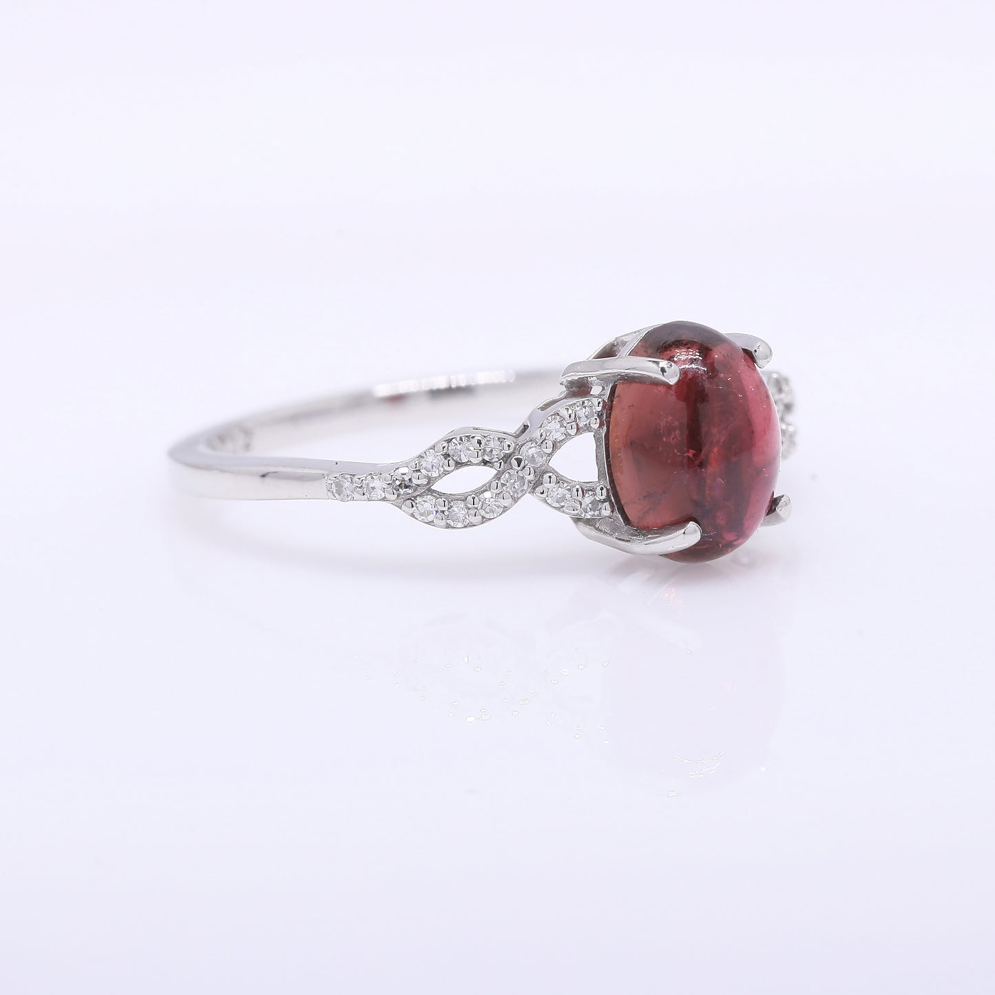 1.75 Ct Oval Cabochon Cut Natural Tourmaline 950 Platinum Ring
