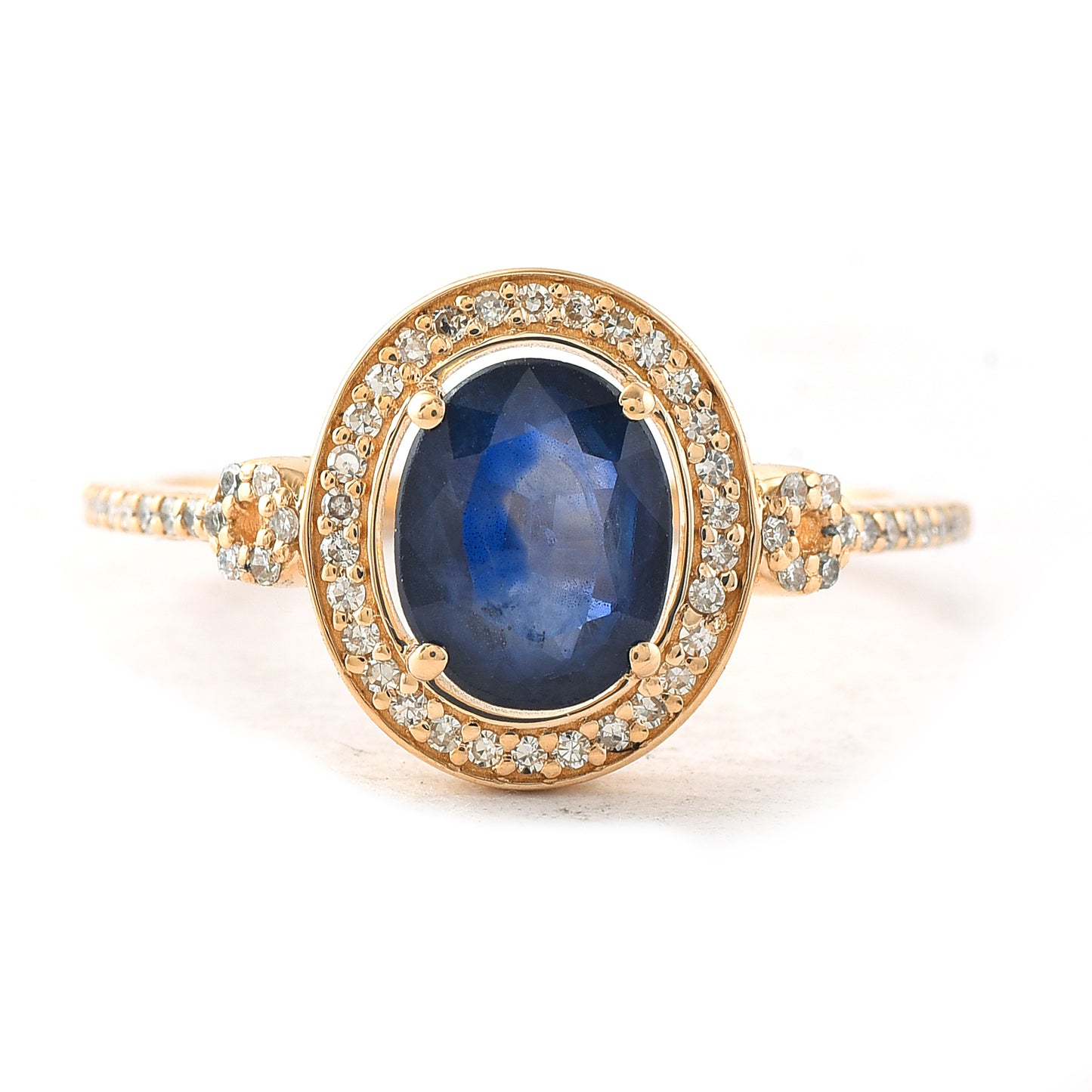 1.99 Ct Oval Mixed Cut Natural Sapphire 14K Gold Ring