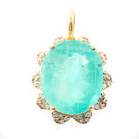 7.76 Ct Oval Mixed Cut Natural Emerald 14K Gold Pendant