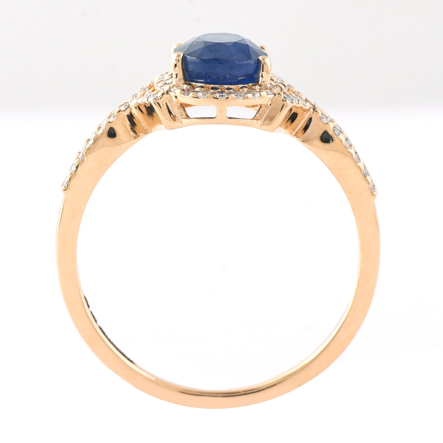 1.75 Ct Oval Mixed Cut Natural Sapphire 14K Gold Ring