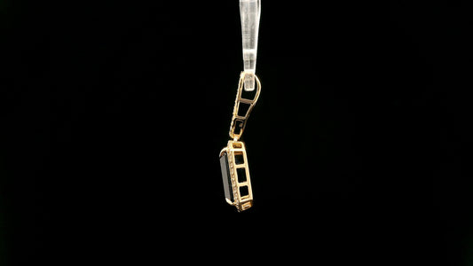 3.41 Ct Octagon Natural Sapphire 14K Gold Pendant