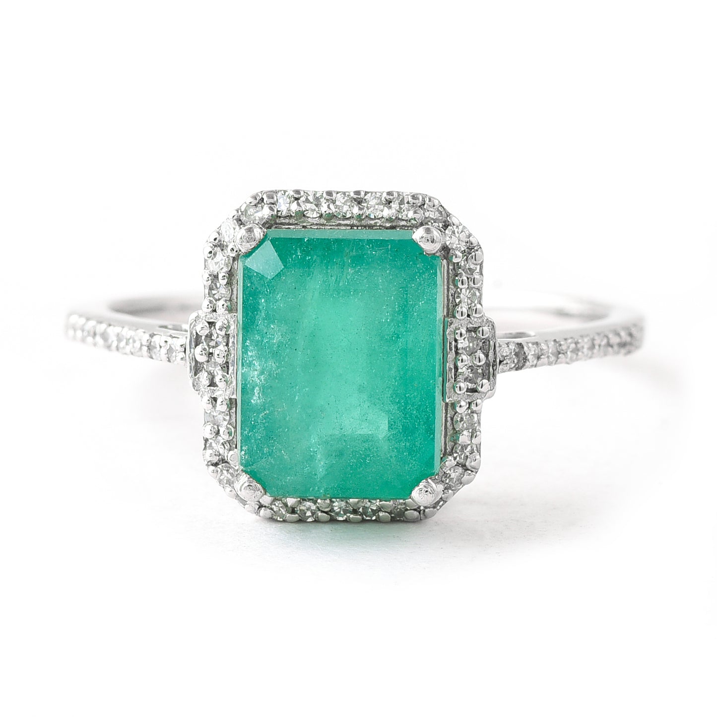 2.79 Ct Octagon Step Cut Natural Emerald 950 Platinum Ring
