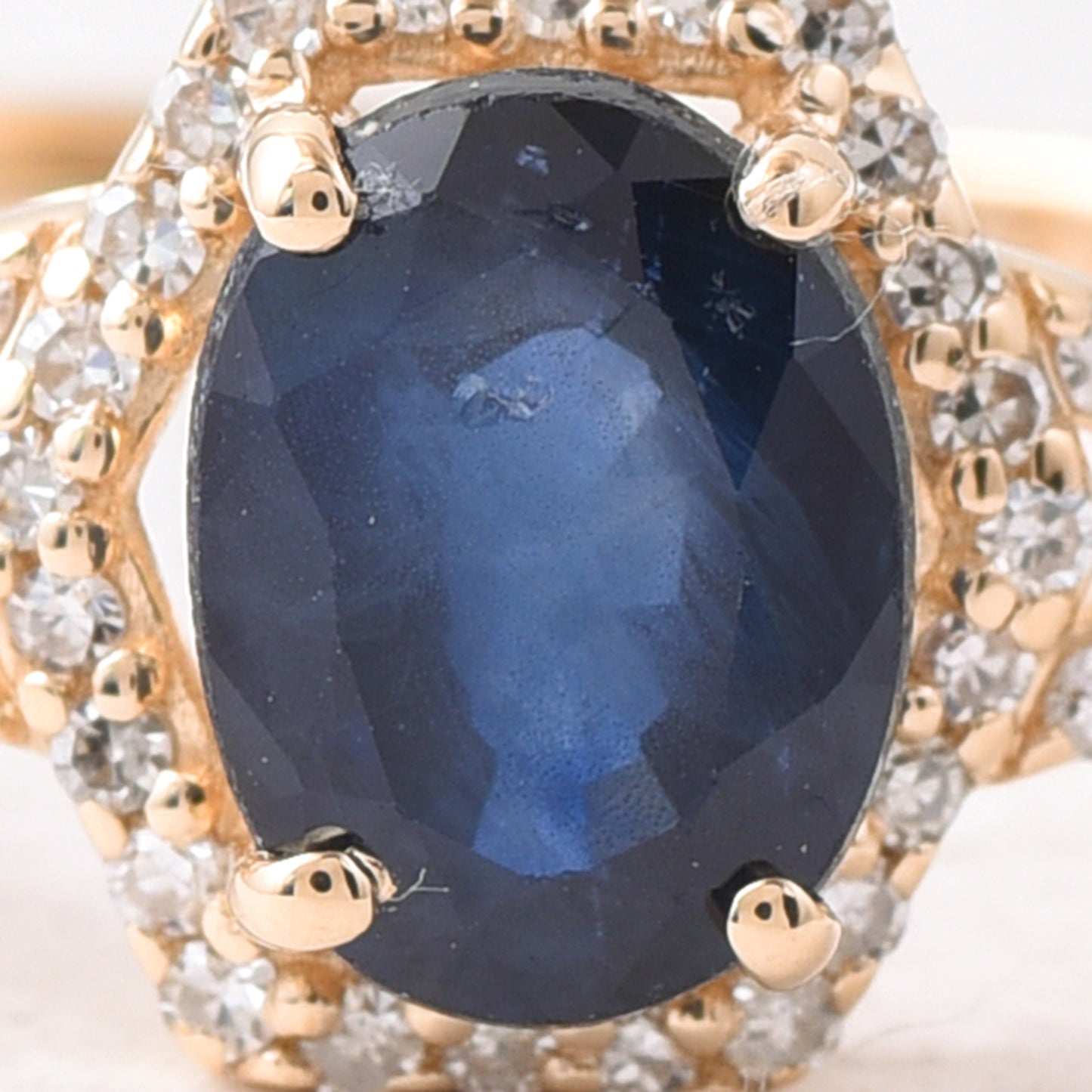 1.29 Ct Oval Mixed Cut Natural Sapphire 14K Gold Ring