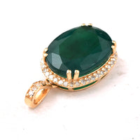 4.62 Ct Oval Mixed Cut Natural Emerald 14K Gold Pendant