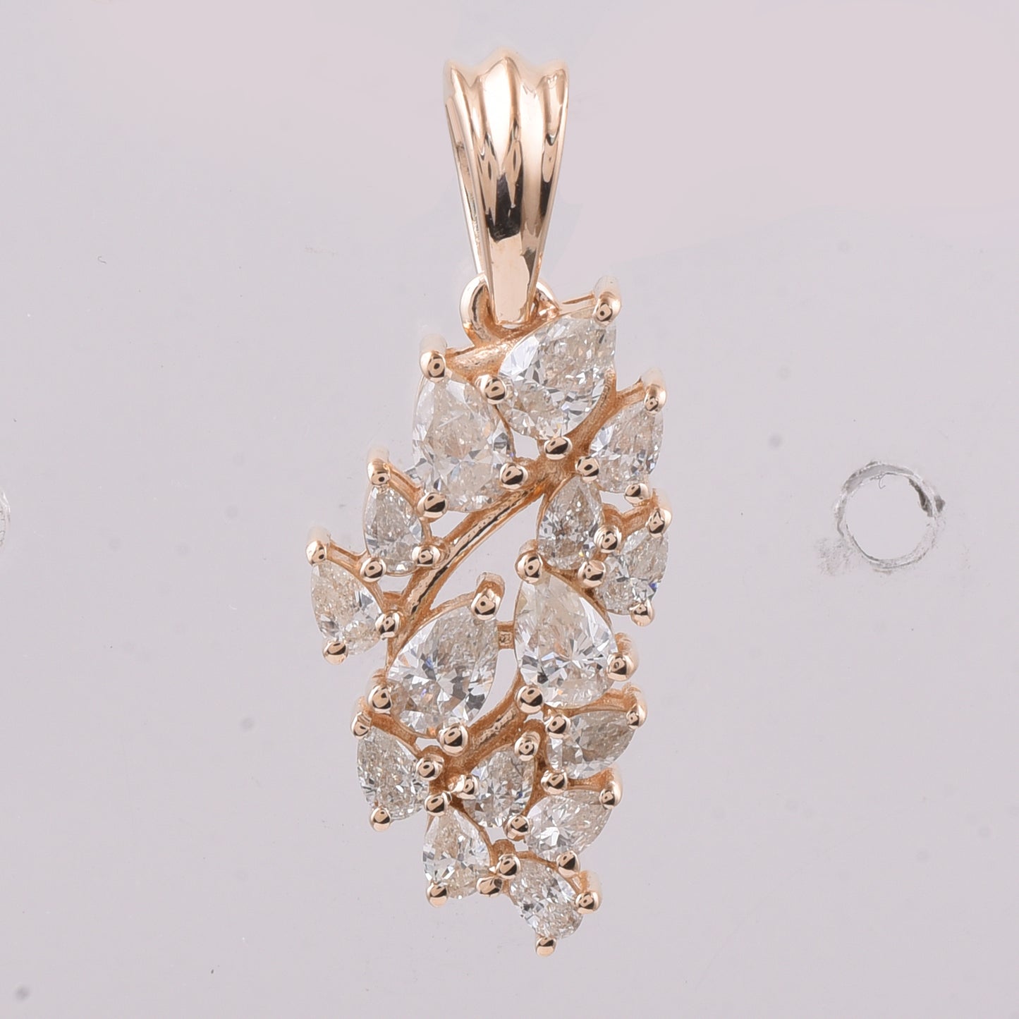 0.66 Ct Pear Natural Diamond 14K Gold Pendant