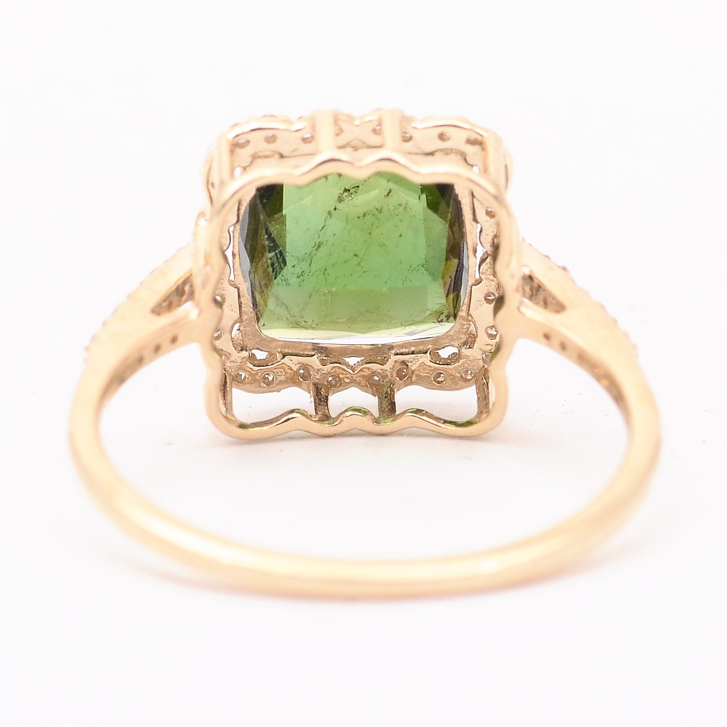 2.76 Ct Cushion Mixed Cut Natural Tourmaline 14K Gold Ring