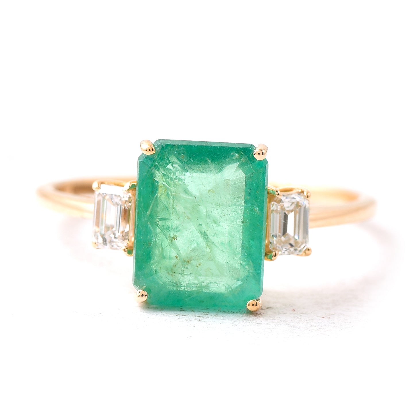 2.72 Ct Octagon Emerald 14K Gold Ring