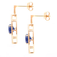 2.98 Ct Round Mixed Cut Natural Sapphire 14K Gold Earrings