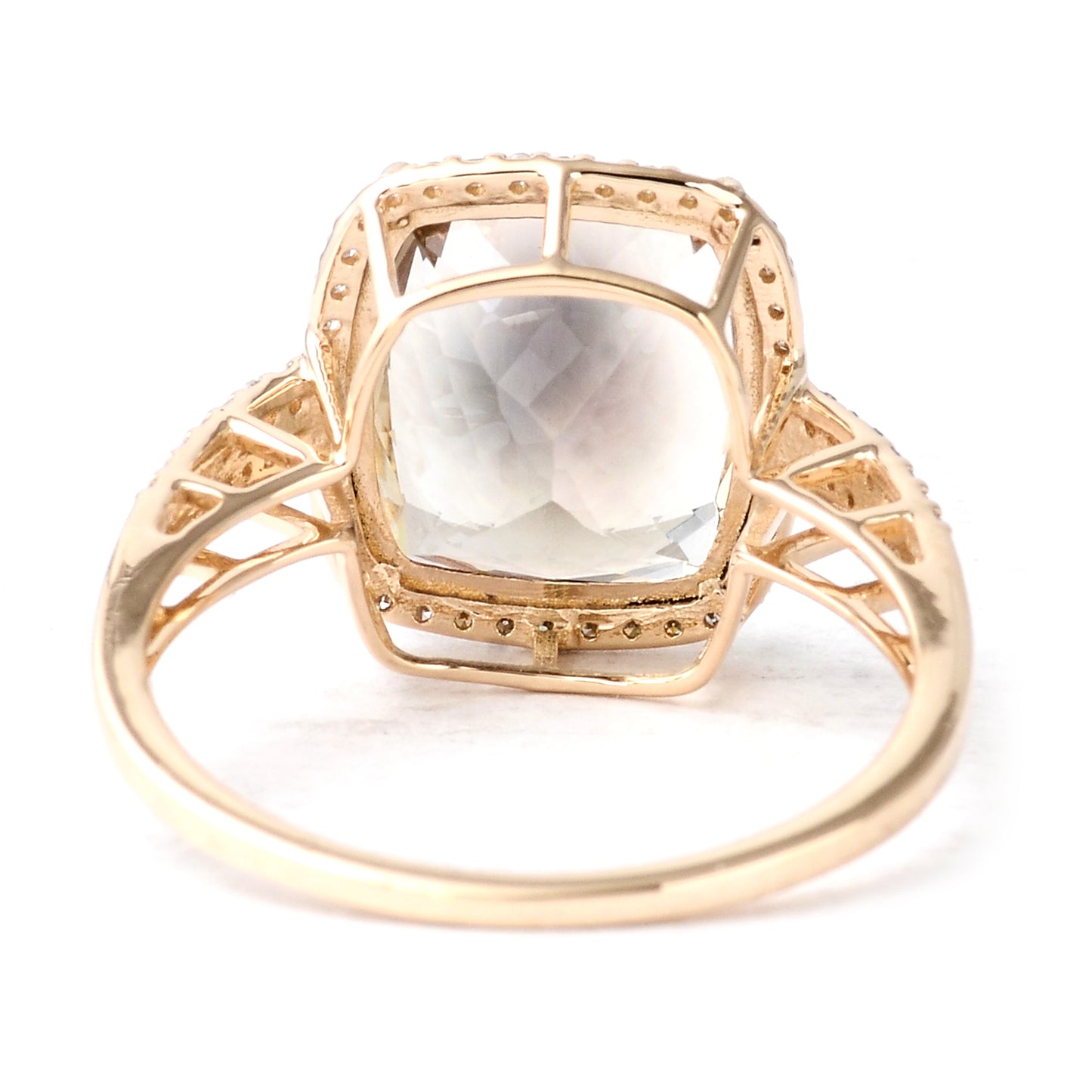 4.72 Ct Rectangular Cushion Mixed Cut Natural Plagioclase Feldspar Sunstone 14K Gold Ring