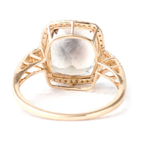 4.72 Ct Rectangular Cushion Mixed Cut Natural Plagioclase Feldspar Sunstone 14K Gold Ring