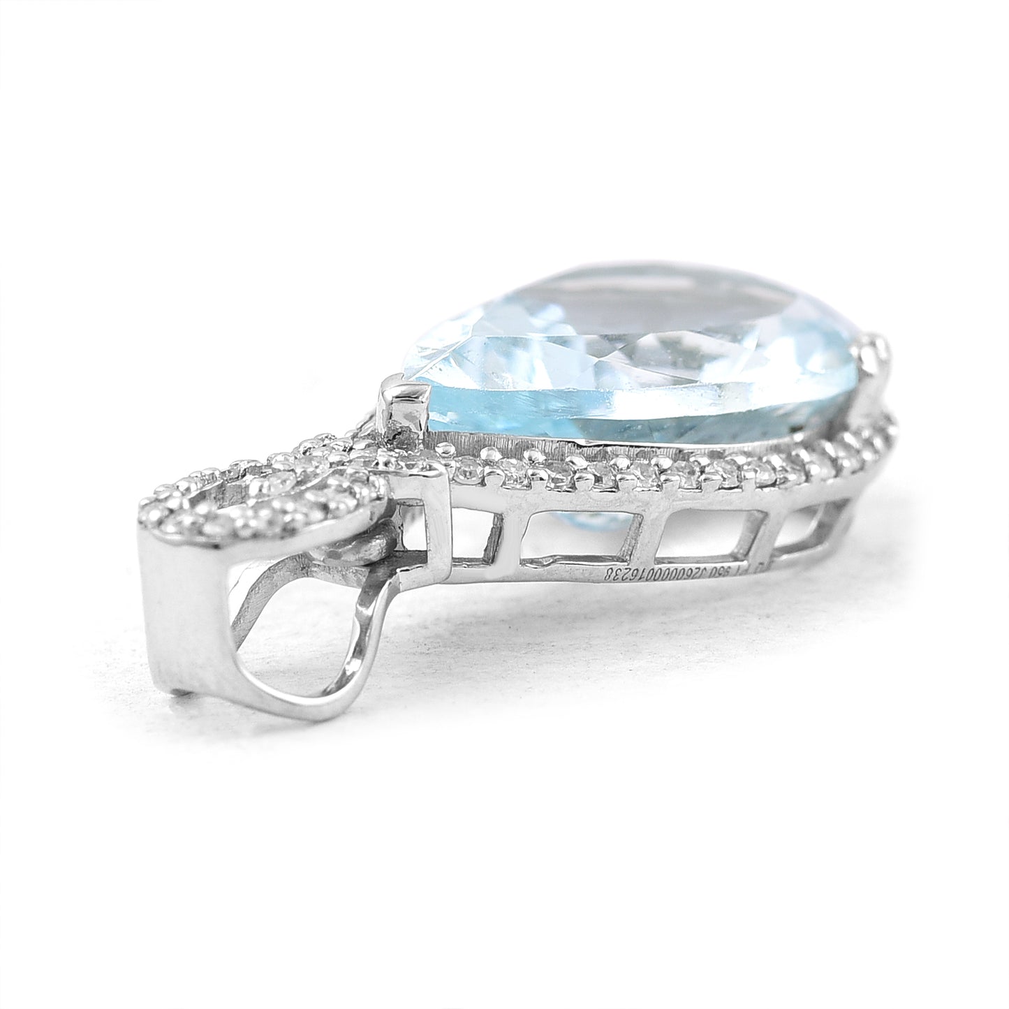 3.67 Ct Pear Mixed Cut Natural Aquamarine 950 Platinum Pendant