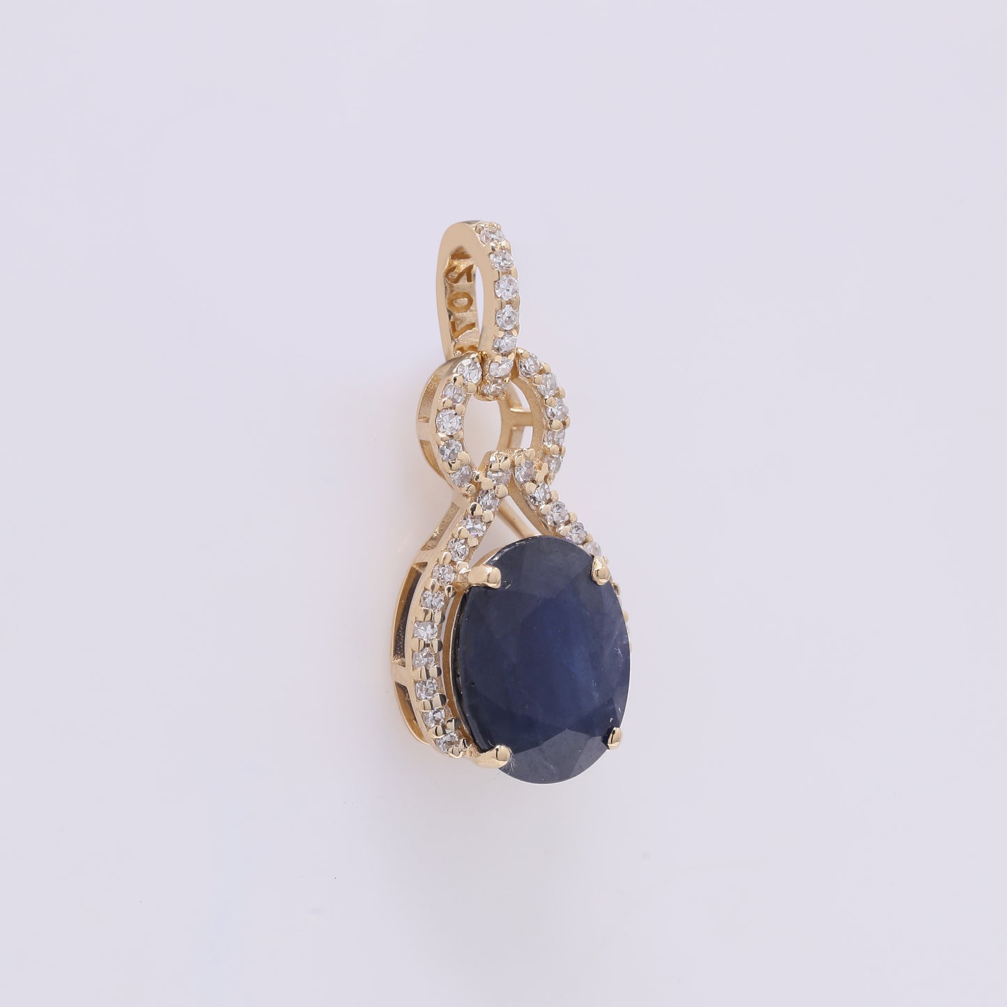 2.59 Ct Oval Mixed Cut Natural Sapphire 14K Gold Pendant