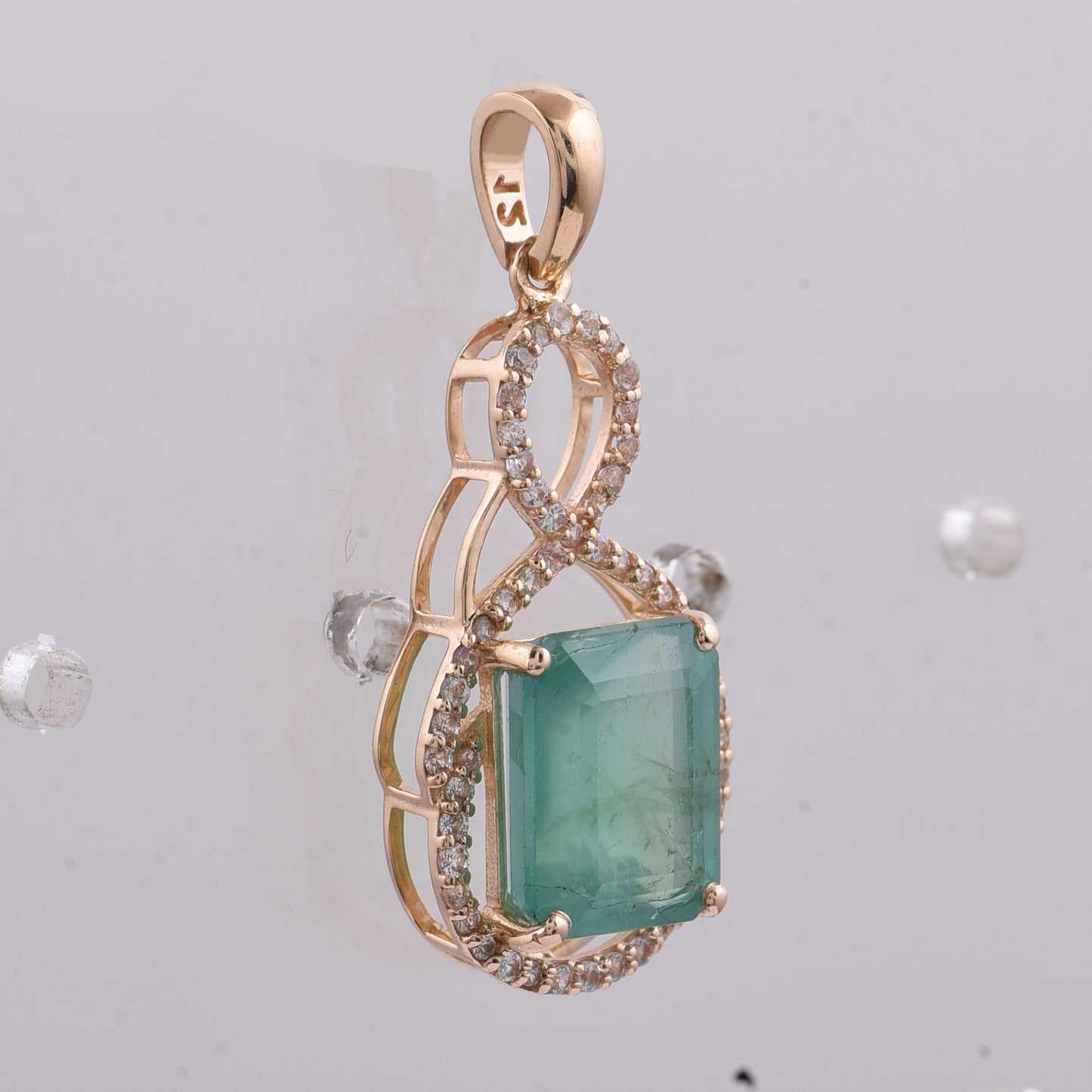 2.83 Ct Octagon Step Cut Natural Emerald 14K Gold Pendant