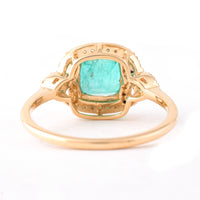 1.57 Ct Cushion Mixed Cut Natural Emerald 14K Gold Ring
