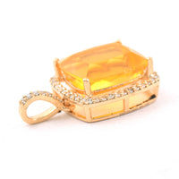 2.96 Ct Cushion Mixed Cut Natural Fire Opal 14K Gold Pendant
