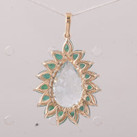 5.68 Ct Pear Aquamarine 9K Gold Pendant