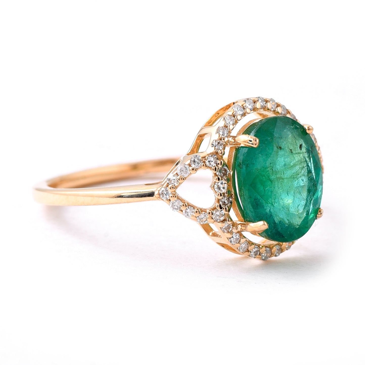 1.99 Ct Oval Mixed Cut Natural Emerald 14K Gold Ring