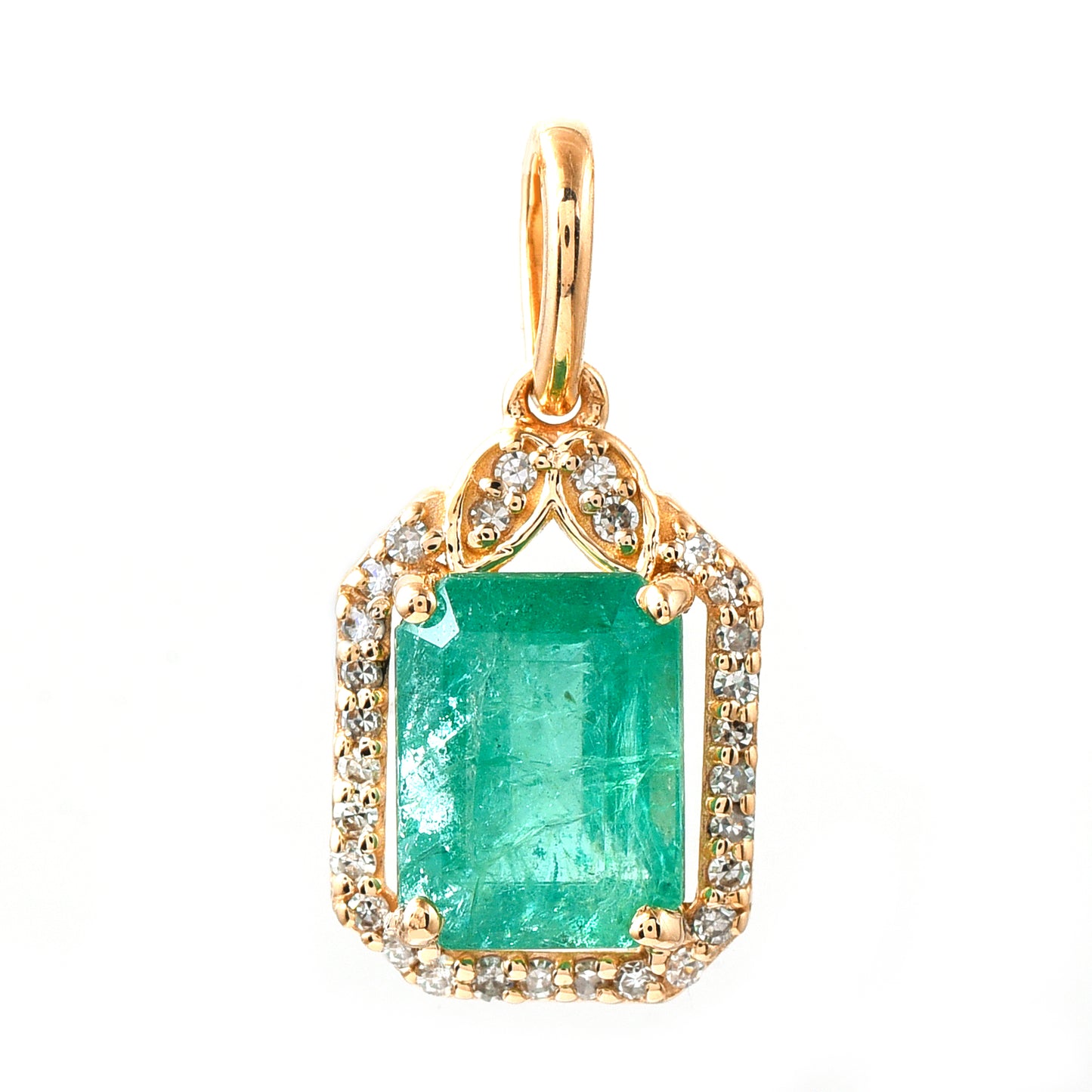 1.57 Ct Octagon Emerald 14K Gold Pendant