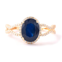 2.39 Ct Oval Mixed Cut Natural Sapphire 14K Gold Ring